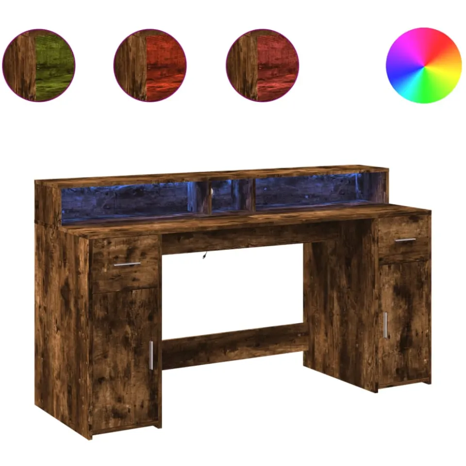 vidaXL Bureau Gerookt eiken 160 x 55 x 91 cm Engineered Wood Bruin