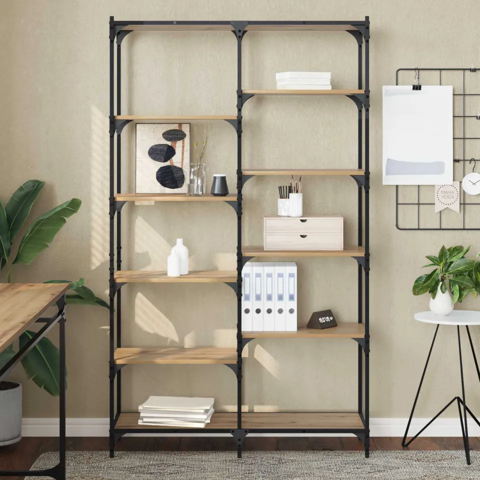 vidaXL Boekenkast 9-laags 100 x 32 x 170 cm Bewerkt hout bruin, foto 3