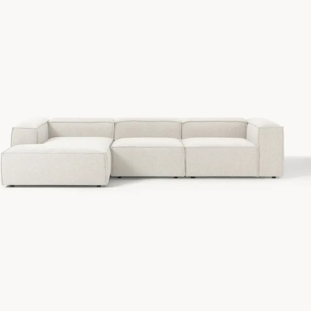 Westwing Collection Modulaire bouclé-hoekbank Lennon (4-zits) Wit