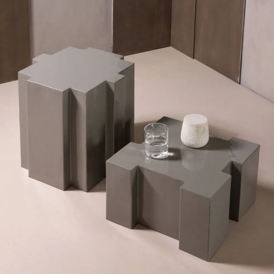 WOOOD Jasmir bijzettafels grijs set van 2 grey