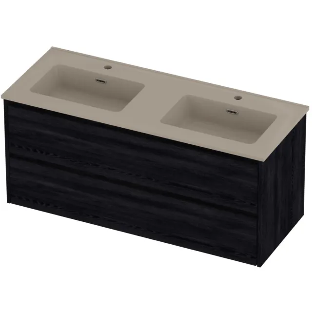 Proline Tribute Badmeubel Porselein Elegant 2 Kraangaten 120x46x54 cm Mat Crème Cotton Black Oak Eiken