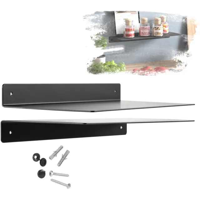 Sotech Design wandplank HOVER-III 350 x 130 x 30 mm zwart, wandhangend, plank incl. bevestigingsset voor badkamer, keuken of woonkamer Zwart - Hover III