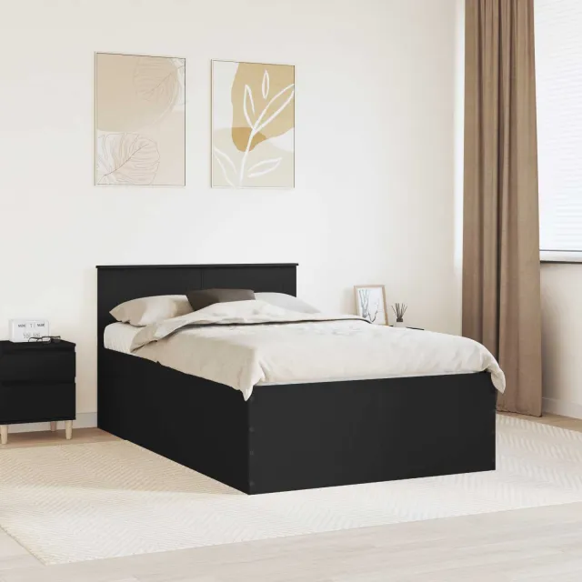 vidaXL Bedframe met hoofdeinde Zwart 120 x 190 cm Bewerkt hout