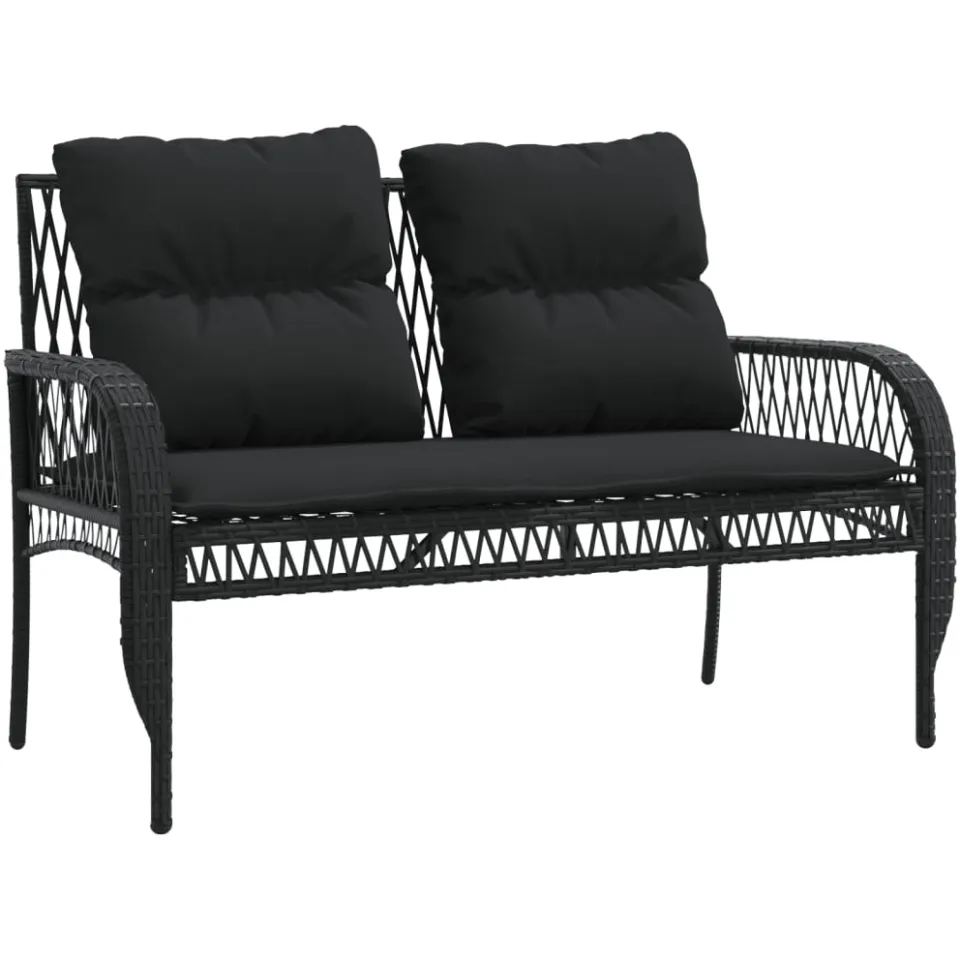 vidaXL 4-delige Loungeset met kussens poly rattan zwart