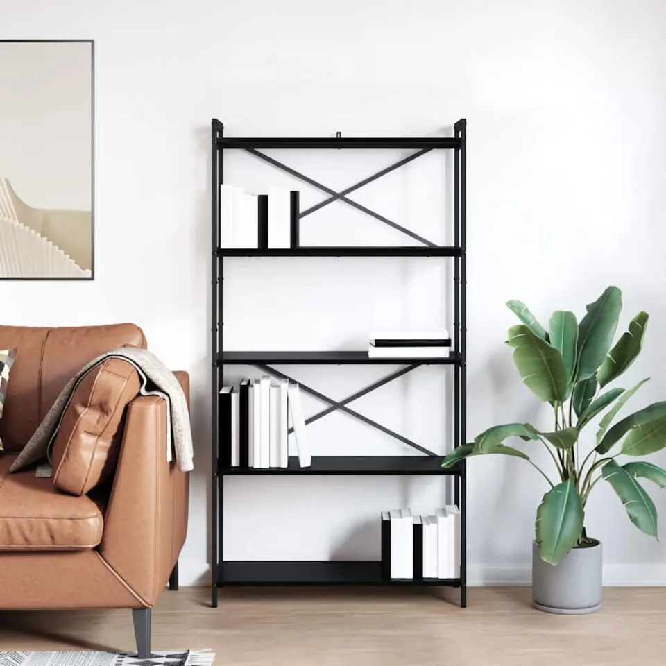 vidaXL Boekenkast 80 x 30 x 155 cm Bewerkt hout Zwart Eiken, foto 4