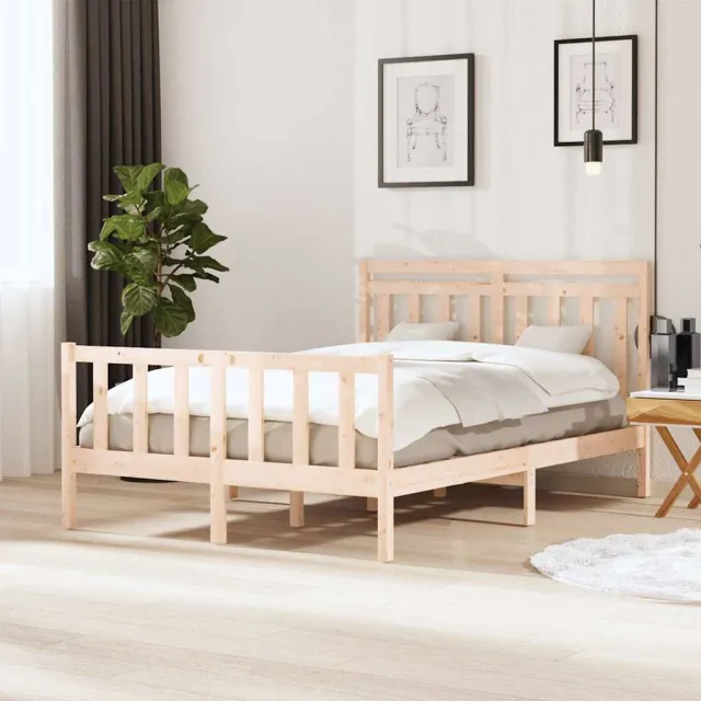 vidaXL Bedframes Naturel 140 x 200 cm Massief grenenhout Bruin