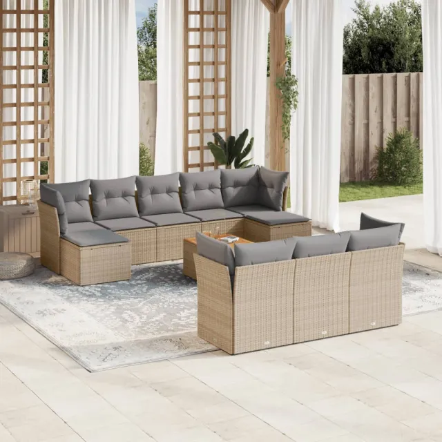 vidaXL Patio Sofa Set 10-zits Mix Beige en Lichtgrijs, foto 2
