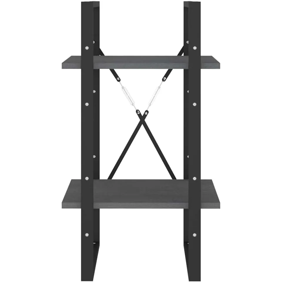 vidaXL Boekenkast met 2 schappen 40x30x70 cm massief grenenhout grijs, foto 4