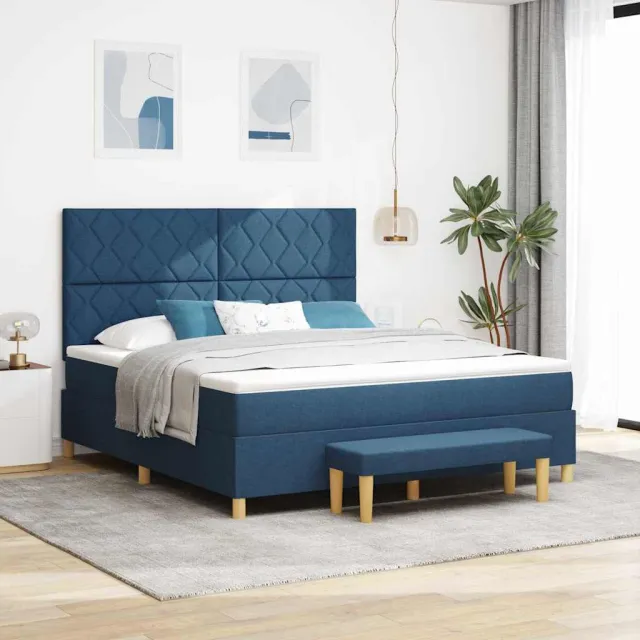 vidaXL Boxspring bed met hoofdeinde Blauw 200 x 180 cm Stof