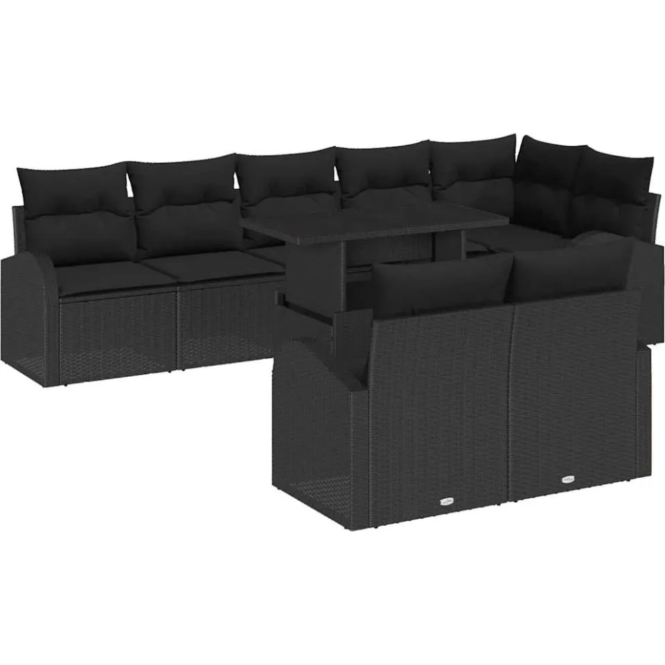 vidaXL Tuin Sofa Set 9 st Zwart Poly riet