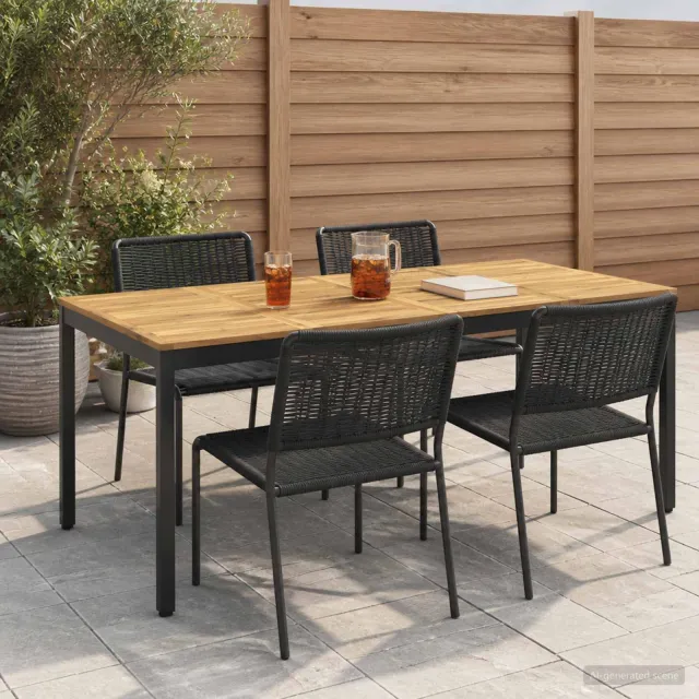 vidaXL Tuindiner tafel NAARDEN Wit en zwart 196 x 100,5 x 75 cm, foto 2