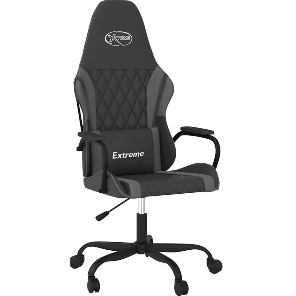 vidaXL Massage gamestoel kunstleer zwart en grijs, foto 3
