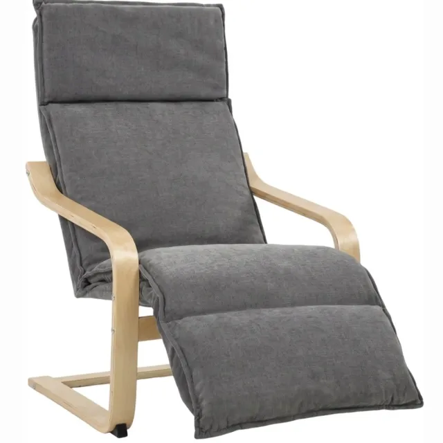 FloraGrace Fauteuil 90 X 67 X 105 Cm - Schommelstoel Met Voetsteun En Hoge Rugleuning - Voor Woonkamer En Leeshoek - Stof - Donkergrijs