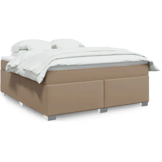 vidaXL Boxspring met matras kunstleer cappuccinokleurig 180x200 cm bruin