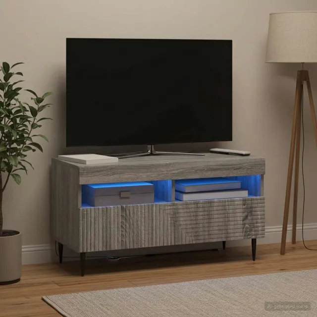vidaXL LED tv-meubel HAARLEM 81 x 35 x 43 cm Grijs Sonoma Bewerkt hout