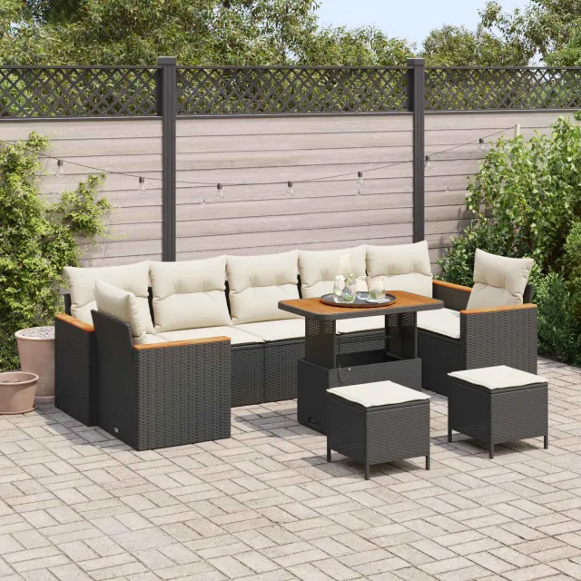 vidaXL Tuinbankenset Zwart poly rattan, foto 2