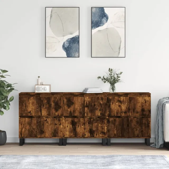 vidaXL Dressoirs 3 st bewerkt hout gerookt eikenkleurig, foto 2