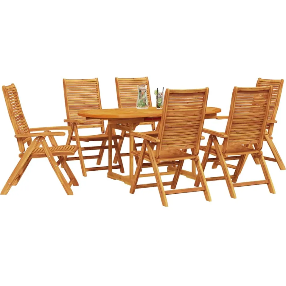 vidaXL Tuin eettafelset 7 st Bruin Massief Acaciahout