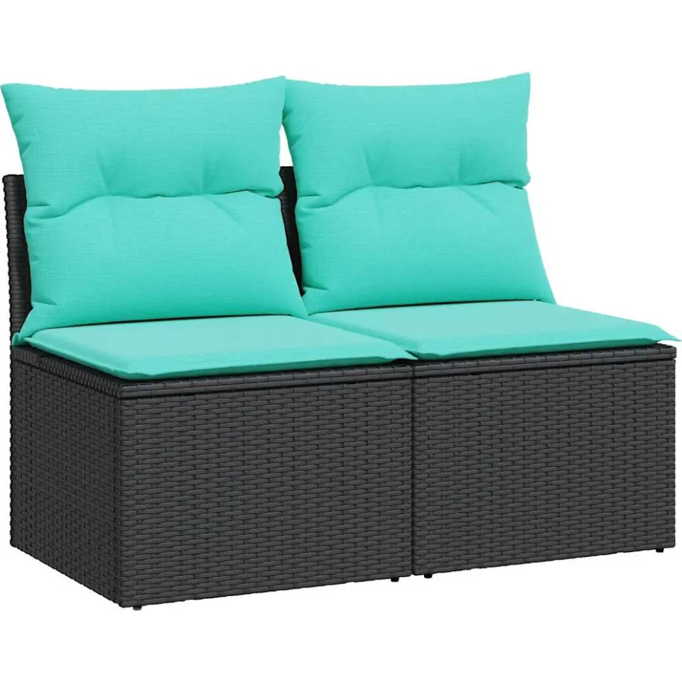 vidaXL 2-delige Loungeset met kussens poly rattan acacia zwart