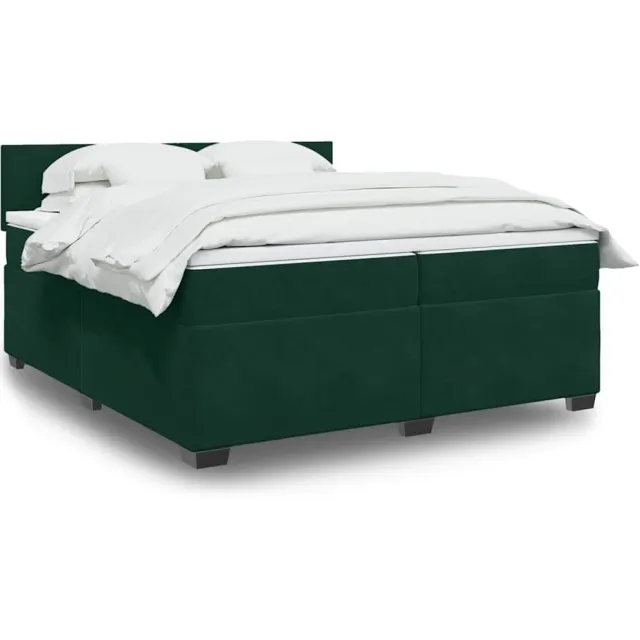 vidaXL Boxspring met matras fluweel donkergroen 200x200 cm groen