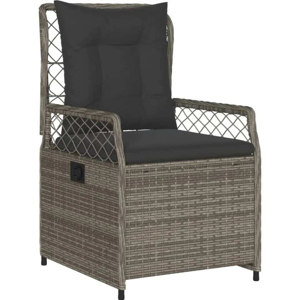 vidaXL 5-delige Tuinset met kussens poly rattan grijs, foto 3