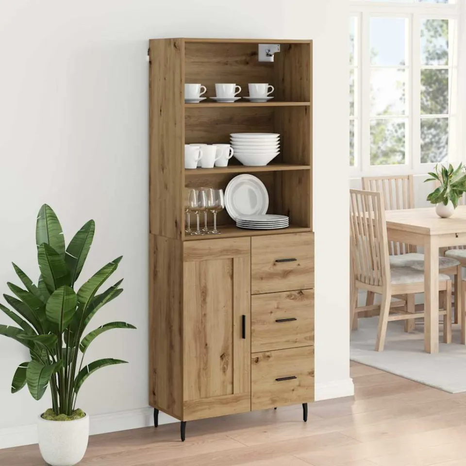 vidaXL Hoge kast 2 st Artisan Eiken 69,5 x 32,5 x 180 cm Bewerkt hout, foto 4