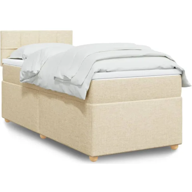 vidaXL Boxspring met matras stof crèmekleurig 90x200 cm