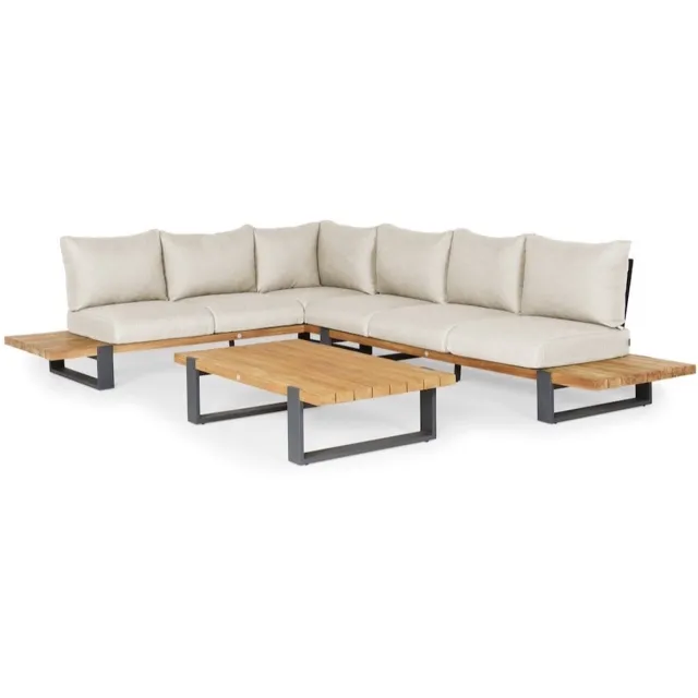 Suns Nardo hoek loungeset 3 delig soft grey mixed weave / matt royal grey Grijs