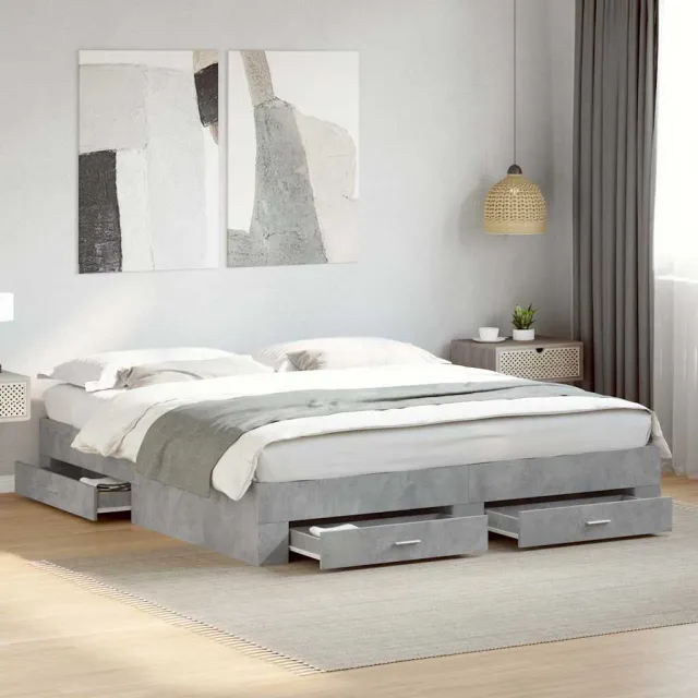 vidaXL Bedframe met lades bewerkt hout betongrijs 180x200 cm grijs