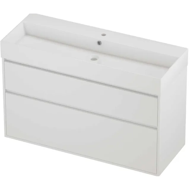 Proline Zara Badmeubelset Porselein Loft 1 Kraangat Greeploos 120x46x78 cm Glans Wit Mat White Mat Wit