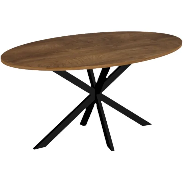 Lizzely Garden & Living Eettafel ovaal 160cm Rato bruin ovale tafel MDF eetkamertafel