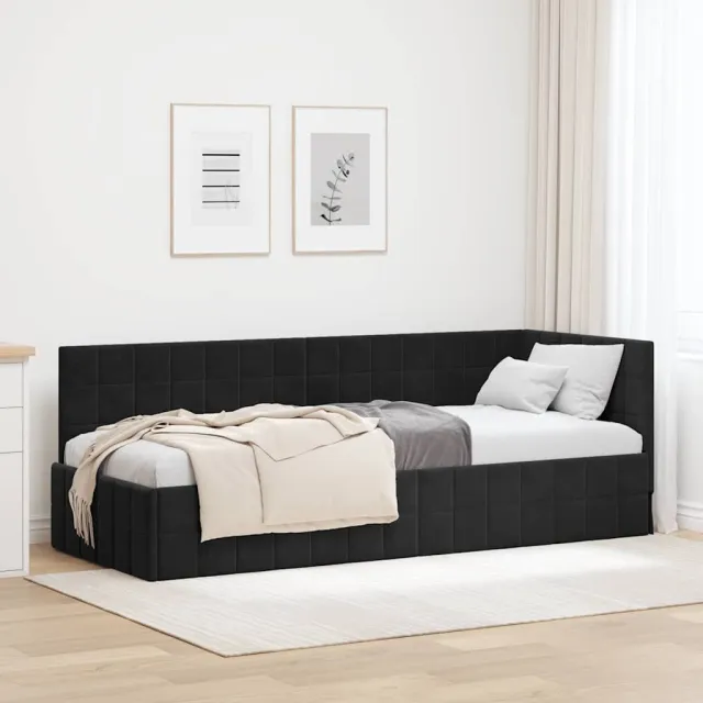 vidaXL Hoekbedframe Zwart 80 x 200 cm fluweel