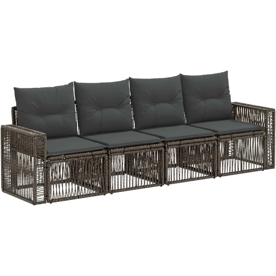 vidaXL Tuinbankenset 4 st Grijs en Donkergrijs poly rattan, foto 3