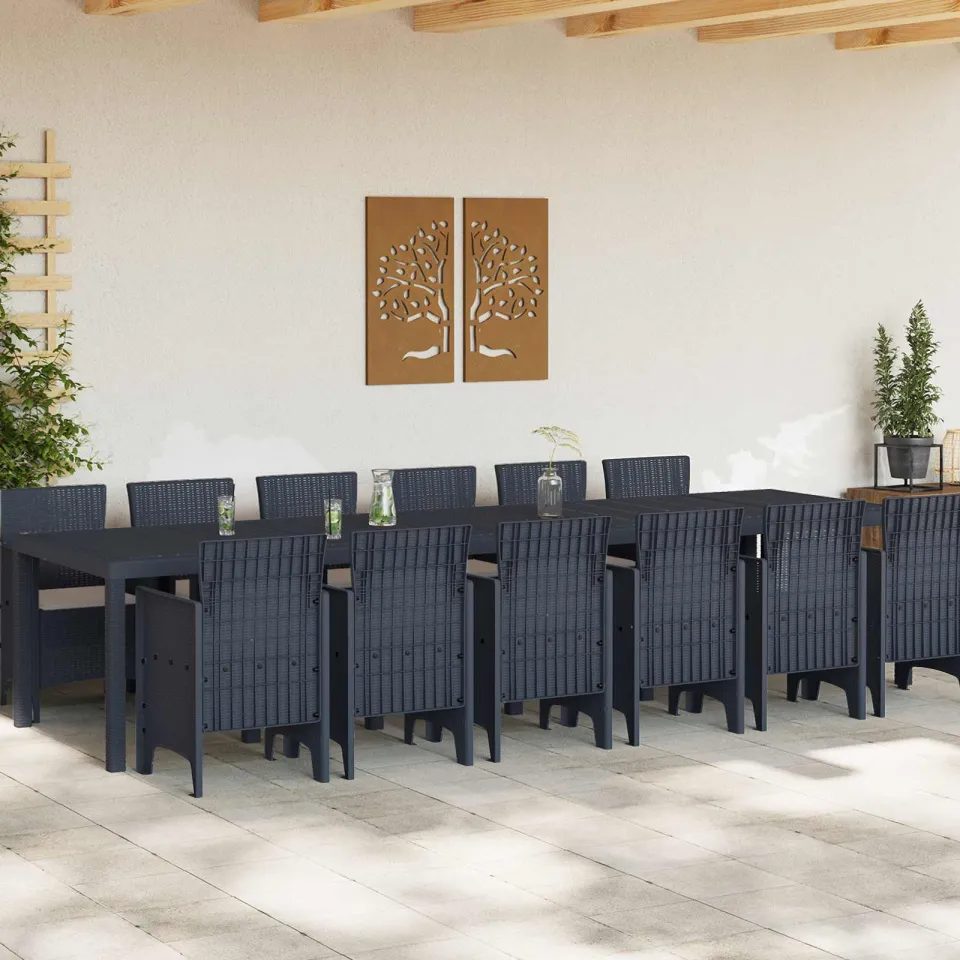 vidaXL Tuin Eetset 13 st Antraciet Polt riet, foto 3