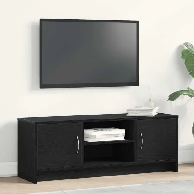 vidaXL TV-meubel Zwart Eiken 102x30x37,5 cm Engineered Wood