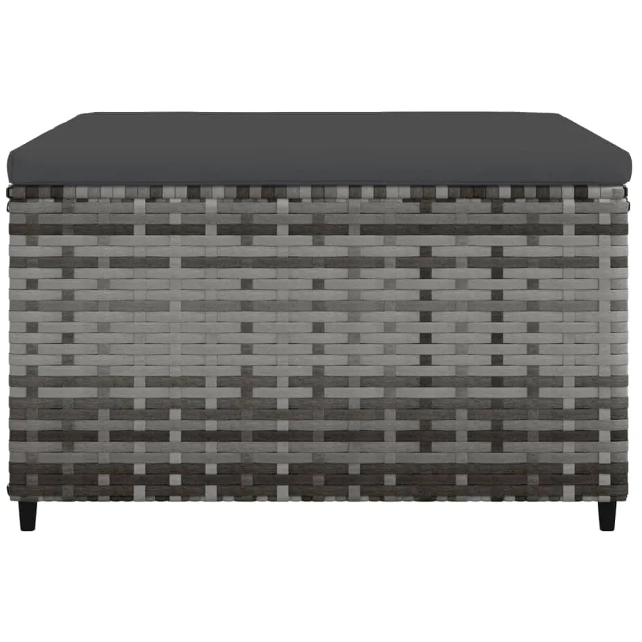 vidaXL Voetensteunen 2 st met kussens poly rattan grijs, foto 4