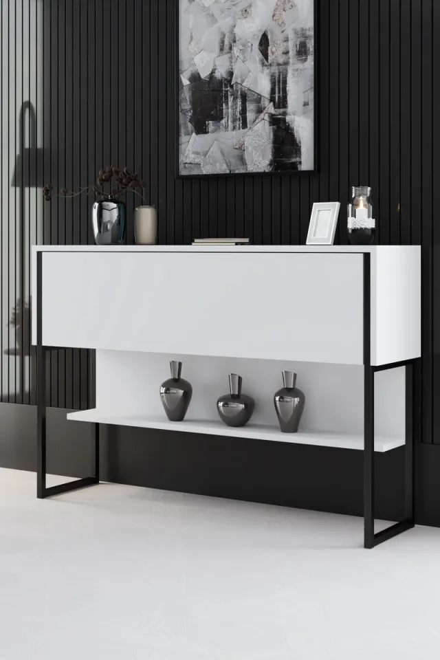 Skye Decor , Ladekast, Luxe - Black, White, Gemelamineerde spaanplaat, Zwart & Wit, 120 x 30 x 80 cm