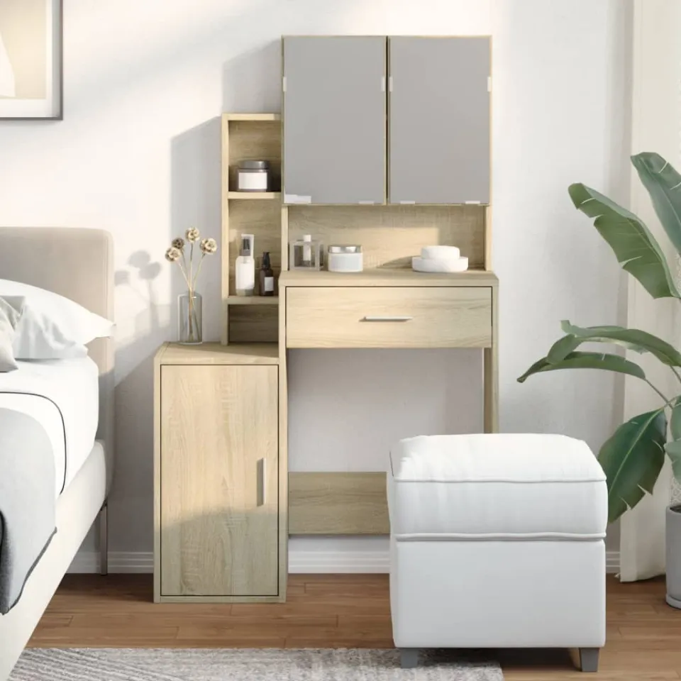 vidaXL Kaptafel met kastje 80x35x132 cm sonoma eikenkleurig, foto 2