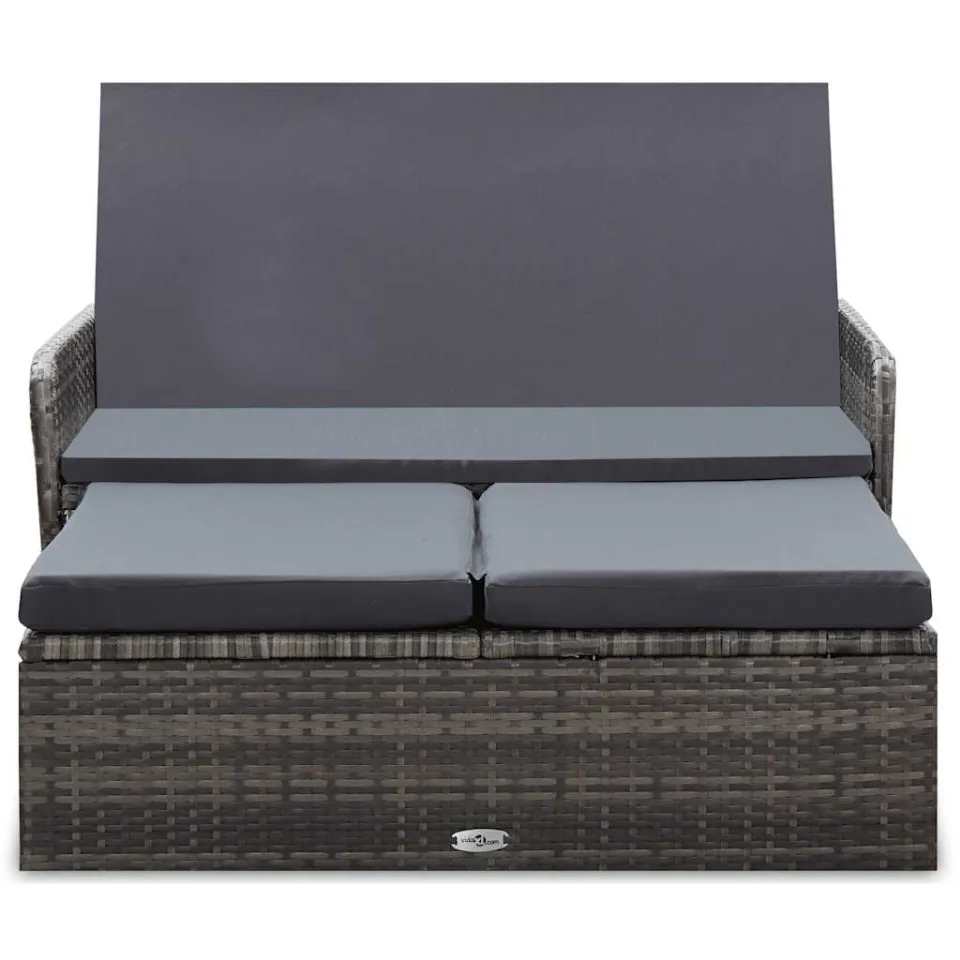 vidaXL 2-delige Loungeset met kussens poly rattan grijs, foto 2