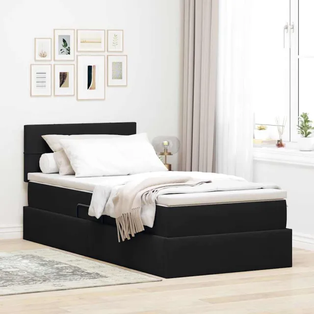 vidaXL Opslag bed met hoofdeinde Zwart 100 x 200 cm Fluweel