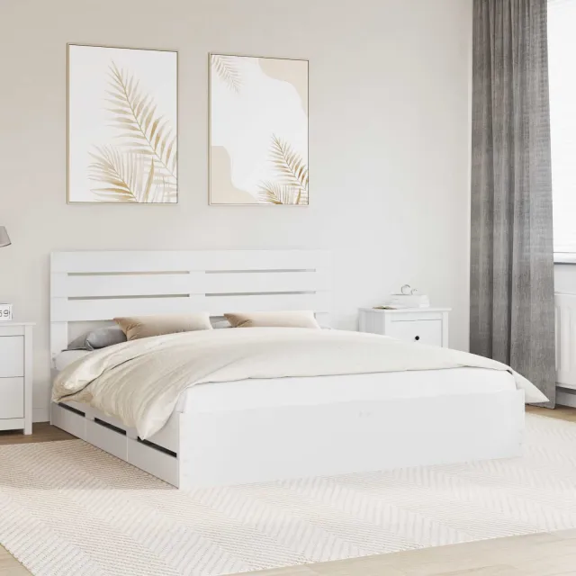 vidaXL Bedframe met lade met opslag Wit 180 x 200 cm Ingenieurshout