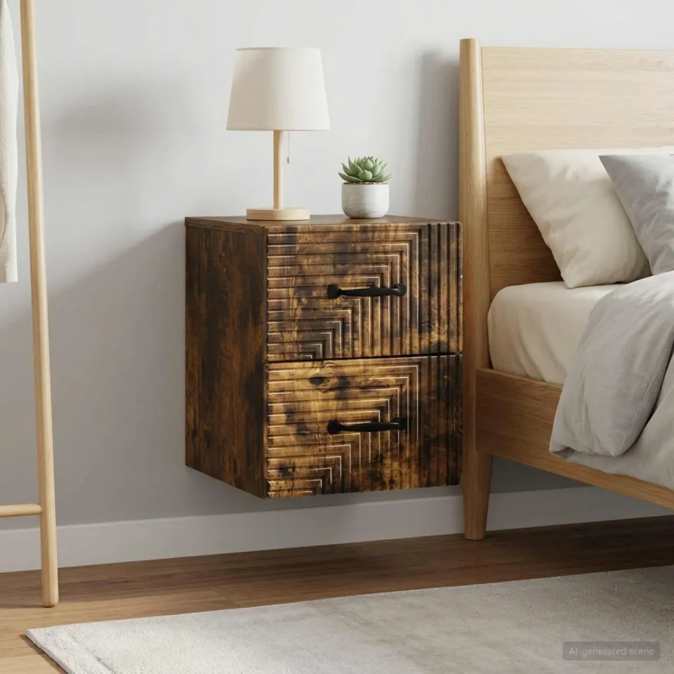 vidaXL Wandbeugel Bedkast 2 st Gerookt eiken 34,5 x 33 x 40 cm, foto 4