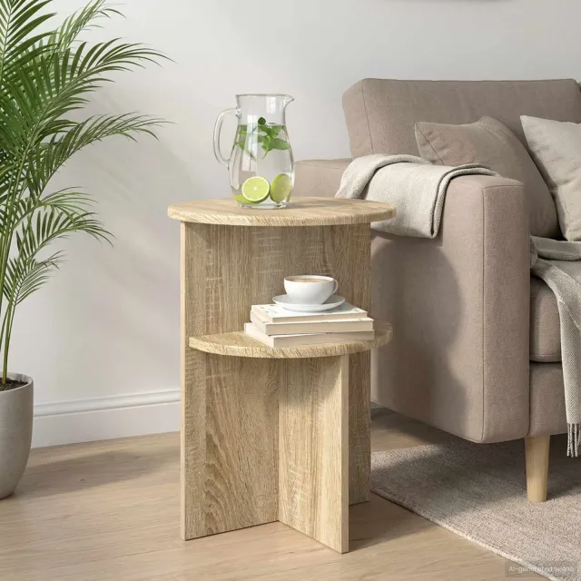 vidaXL Bijzettafel Sonoma Eiken Ø 39,5 x 55 cm Bewerkt hout Bruin