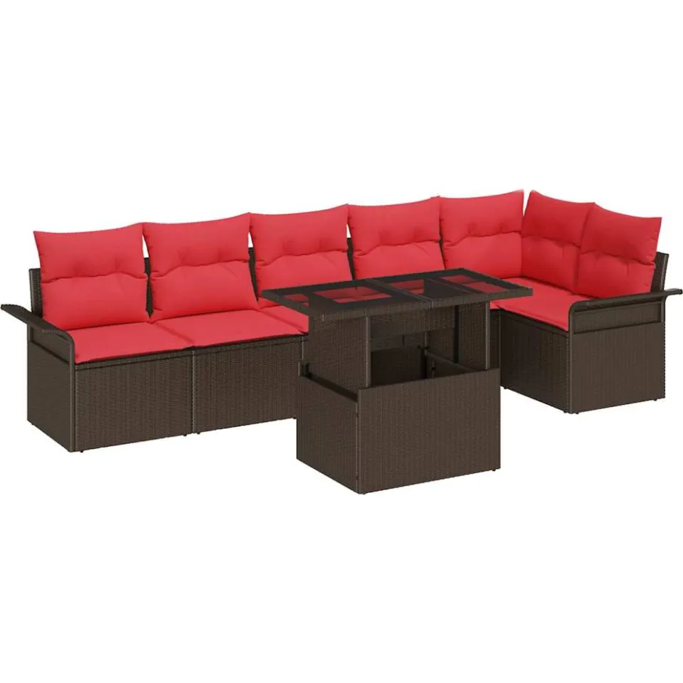 vidaXL Tuin Sofa Set 7 st Bruin [Synthetisch]: Poly Rattan