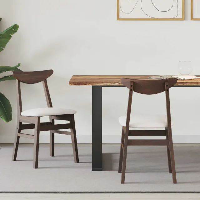 vidaXL Eettafelstoelen 2 st Massief Rubberhout Licht Bruin
