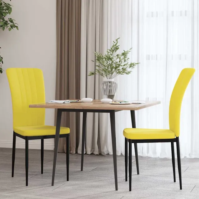vidaXL Eetkamerstoelen 2 st fluweel mosterdgeel
