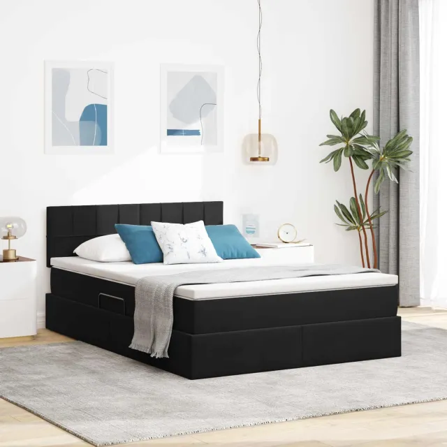vidaXL LED Opslagbed met Matras Zwart 140 x 200 cm Fluweel