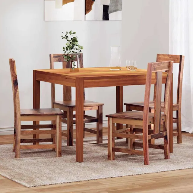 vidaXL Eetkamerstoelen 4 st massief hout bruin, foto 2