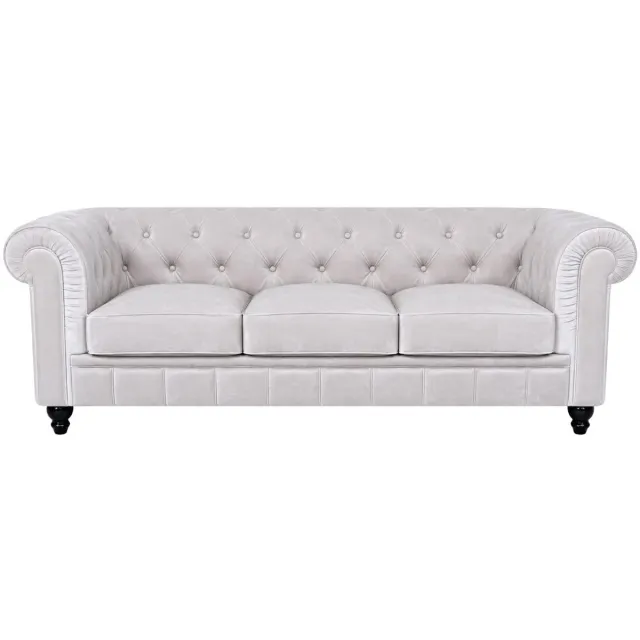 Meubeldistrict Chesterfield Bank - 3 Zits - Velvet wit - Fluweel - Sofa