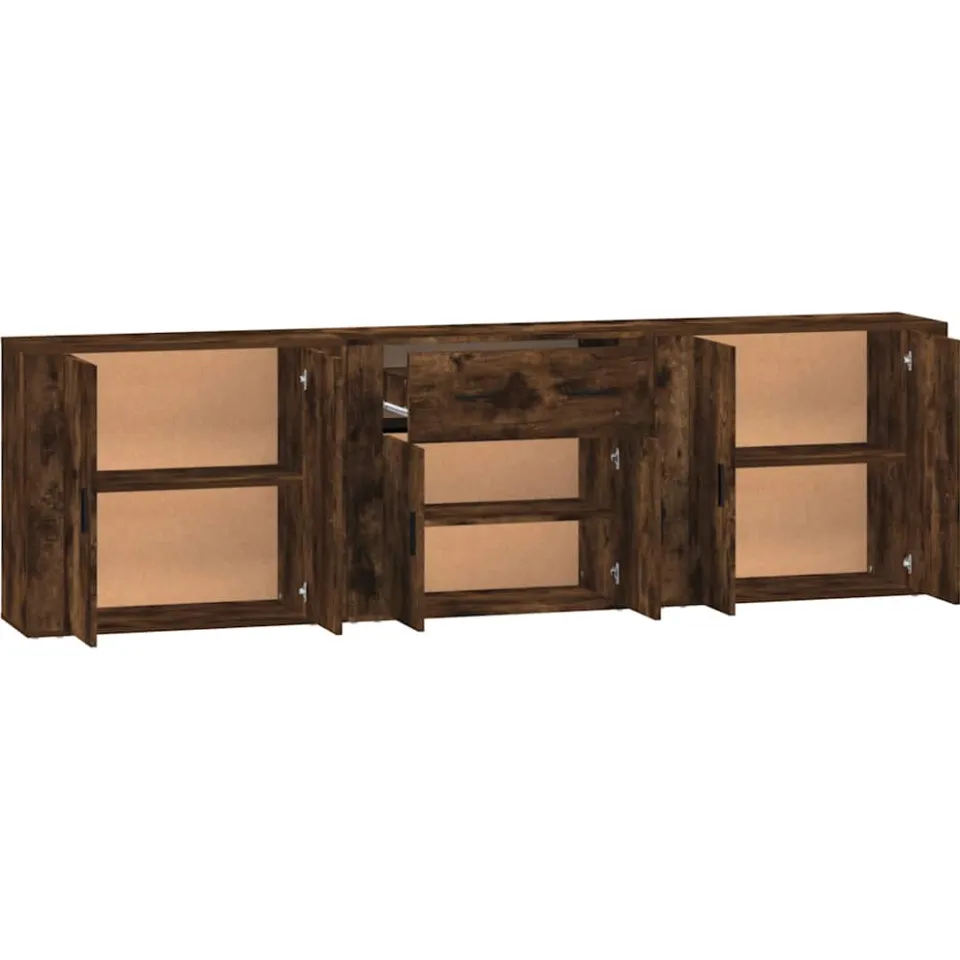 vidaXL Dressoirs 3 st bewerkt hout gerookt eikenkleurig, foto 4
